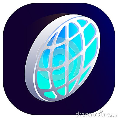 Earth vector isometric globe 3d icon right top view Vector Illustration